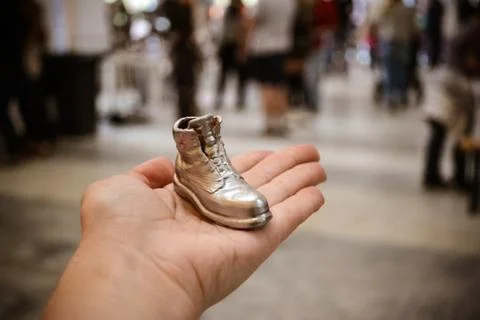 Object in the form of a boot printed on a 3d printer and covered with enamel Stock Photos