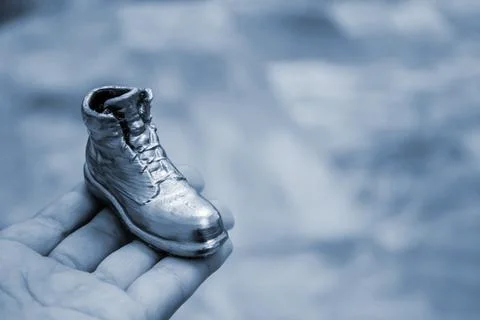 Object in the form of a boot printed on a 3d printer and covered with enamel Stock Photos