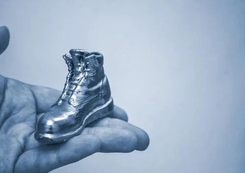 Object in the form of a boot printed on a 3d printer and covered with enamel Stock Photos