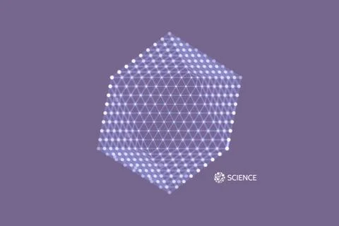 Object with lines and dots. Molecular grid. Technology style with particle. Illustrazione stock