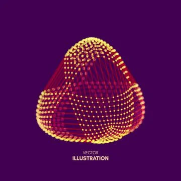 Object with lines and dots. Molecular grid. Technology style with particle. Stock Illustration