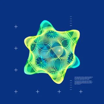 Object with lines and dots. Molecular grid. Technology style with particle. Stock Illustration