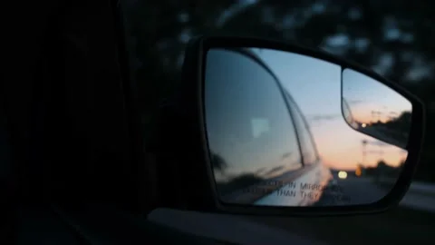 Object in the mirror are closer than it appear. Stock Footage 212425118