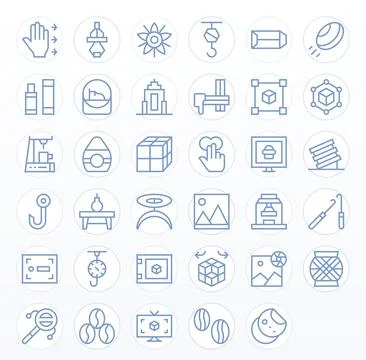 Object Modern Vector Collection with 35 Regular Line Retina Ready PIXEL Per.. Stock Illustration