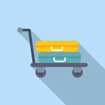 Object moving trolley icon flat vector. Security airport 스톡 일러스트