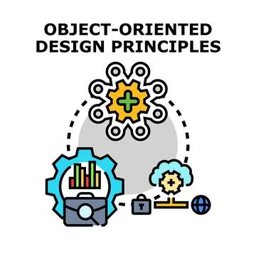 Object oriented design principles for software development Illustrazione stock