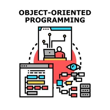 Object oriented programming concept representing software development Stock Illustration