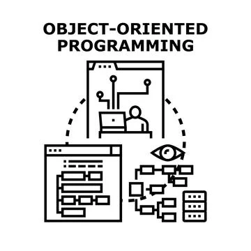 Object oriented programming concept representing software development 스톡 일러스트