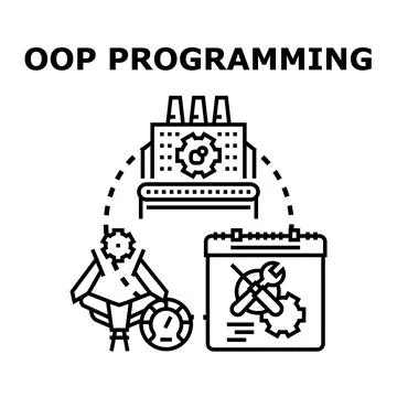 Object oriented programming development icon concept 스톡 일러스트