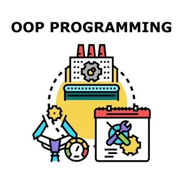 Object oriented programming development icon concept Illustrazione stock
