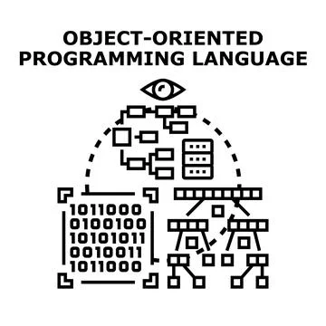 Object oriented programming language concept illustration Illustration