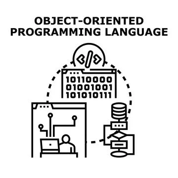 Object oriented programming language developing software engineering concept Stockillustratie