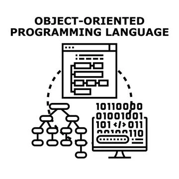 Object oriented programming language developing structured code concept Stock Illustration