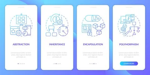 Object oriented programming rules blue gradient onboarding mobile app screen Stock Illustration