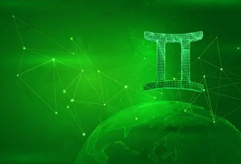 Object over a polygonal planet, on a green background. global data calculatio イラスト素材