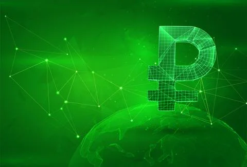 Object over a polygonal planet, on a green background. global data calculatio イラスト素材