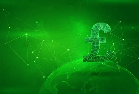 Object over a polygonal planet, on a green background. global data calculatio イラスト素材