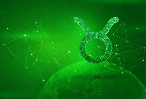 Object over a polygonal planet, on a green background. global data calculatio イラスト素材