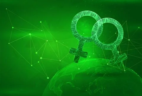 Object over a polygonal planet, on a green background. global data calculatio イラスト素材
