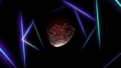 Object of plexus grid in HUD and cyber futuristic corridor of neon lines frame. Stock Illustration