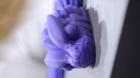 Object printed 3D printer close up Model 3D printer molten plastic Vertical Stock Footage 316477582