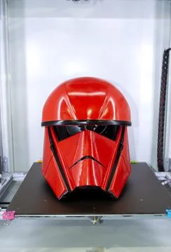 Object printed on 3D printer, on desktop of 3d printer. Stock Photos