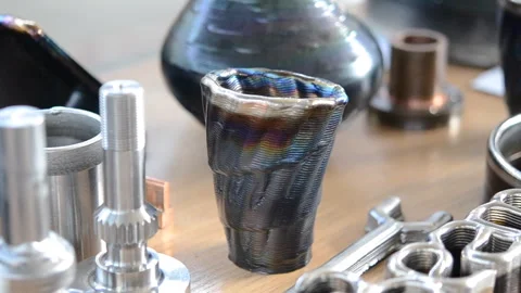 Object printed by 3D printer from metal. Additive manufacturing solution Stock Footage 287708645