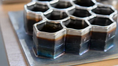 Object printed by 3D printer from metal. Additive manufacturing solution Stock Footage 287709029