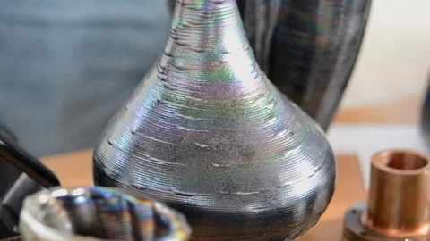 Object printed by 3D printer from metal. Additive manufacturing solution Stock Footage 287709243