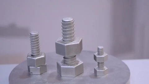 Object printed on 3D printer from metal powder by laser sintering Stock Footage 328701042