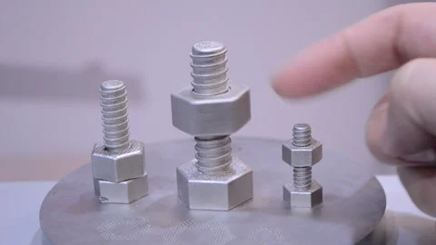 Object printed on 3D printer from metal powder by laser sintering Stock Footage 328701107