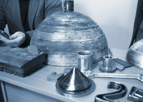 Object printed by 3D printer from metal. Additive manufacturing solution. Stock Photos