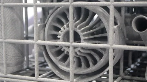 Object printed 3D printer molten plastic powder closeup Model printed 3D printer Stock Footage 316350317