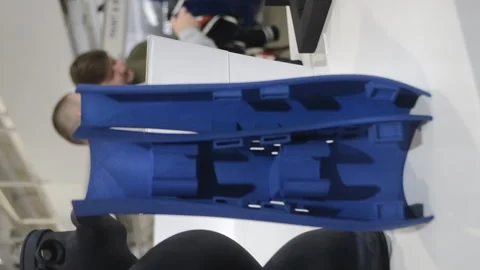 Object printed 3D printer molten plastic powder closeup Model printer Vertical Stock Footage 316478510