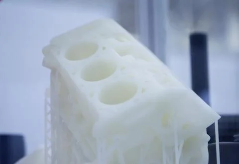 Object printed on 3D printer from plastic. Object prototype of automobile engine Stock Photos