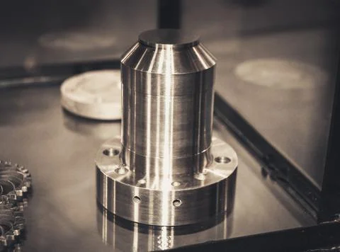 Object printed on metal 3d printer close-up. Stock Illustration