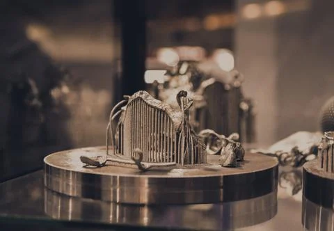 Object printed on metal 3d printer close-up. Stock Illustration