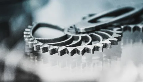 Object printed on metal 3d printer close-up Stock Illustration