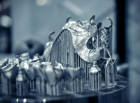 Object printed on metal 3d printer close-up Stock Illustration