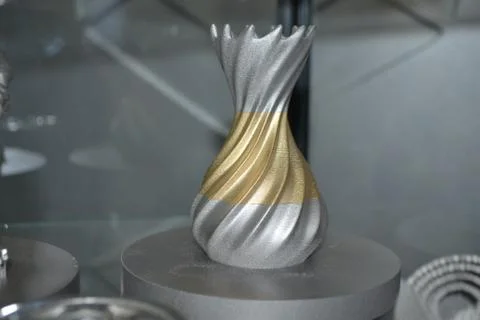 Object printed on metal 3d printer close-up. Stock Photos