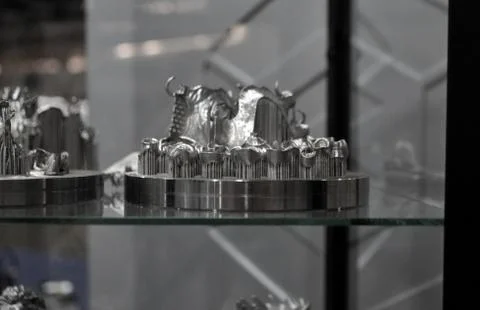 Object printed on metal 3d printer close-up. Foto stock