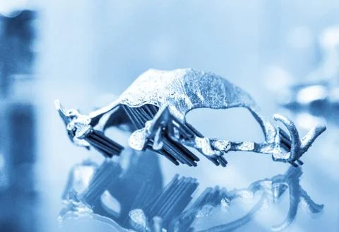 Object printed on metal 3d printer close-up. Foto stock