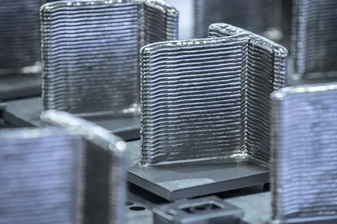 Object printed on metal 3d printer. A model created in a laser sintering mach Stock Photos