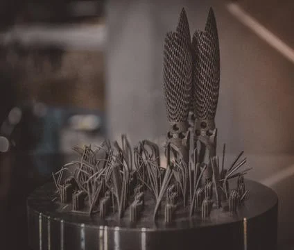 Object printed on metal 3d printer close-up. Stock Photos