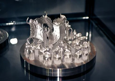 Object printed on metal 3d printer close-up. Stock Photos