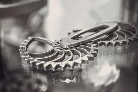 Object printed on metal 3d printer close-up Foto stock
