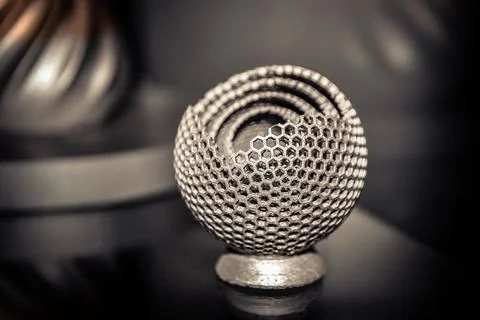 Object printed on metal 3d printer close-up. Foto stock
