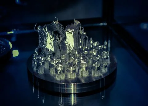 Object printed on metal 3d printer close-up Foto stock