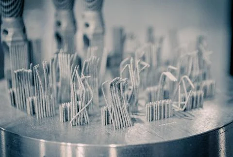 Object printed on metal 3d printer close-up Foto stock