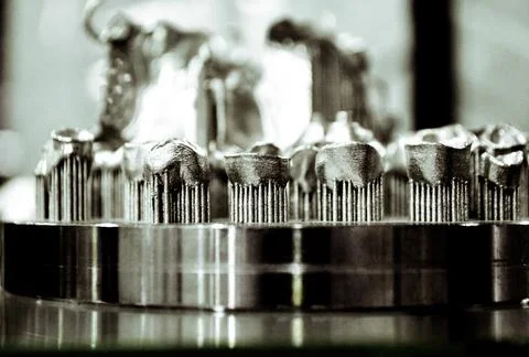 Object printed on metal 3d printer close-up Foto stock